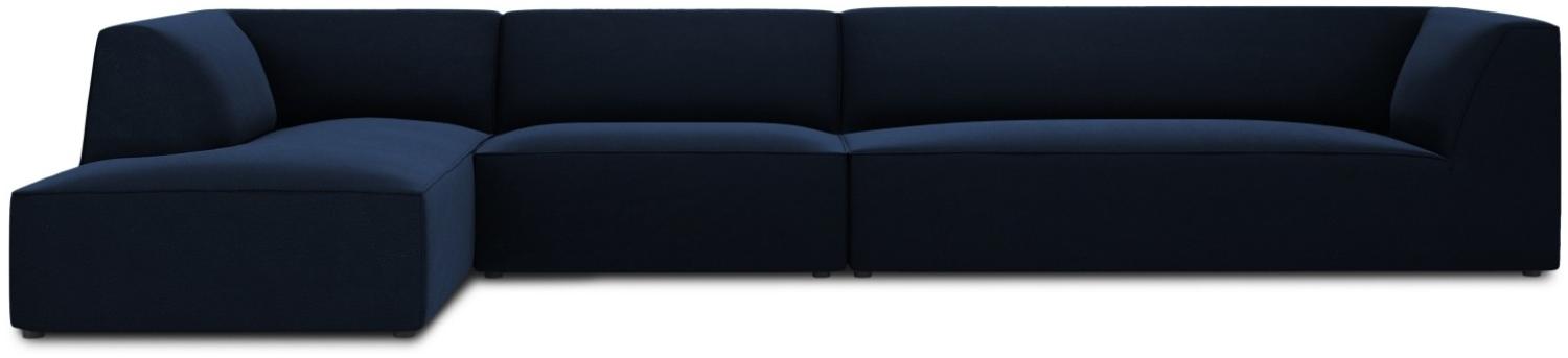 Micadoni 5-Sitzer Samtstoff Modular Ecke links Sofa Ruby | Bezug Royal Blue | Beinfarbe Black Plastic Bild 1