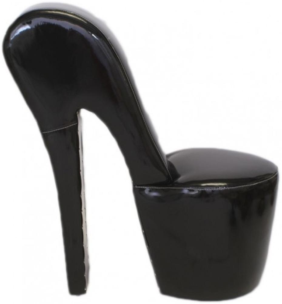 Casa Padrino High Heel Sessel Schwarz Lack Luxus Design - Designer Sessel - Club Möbel - Schuh Stuhl Sessel Bild 1