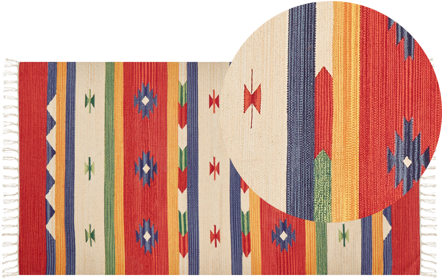 Kelim Teppich Baumwolle mehrfarbig 80 x 150 cm geometrisches Muster Kurzflor ALAPARS Bild 1
