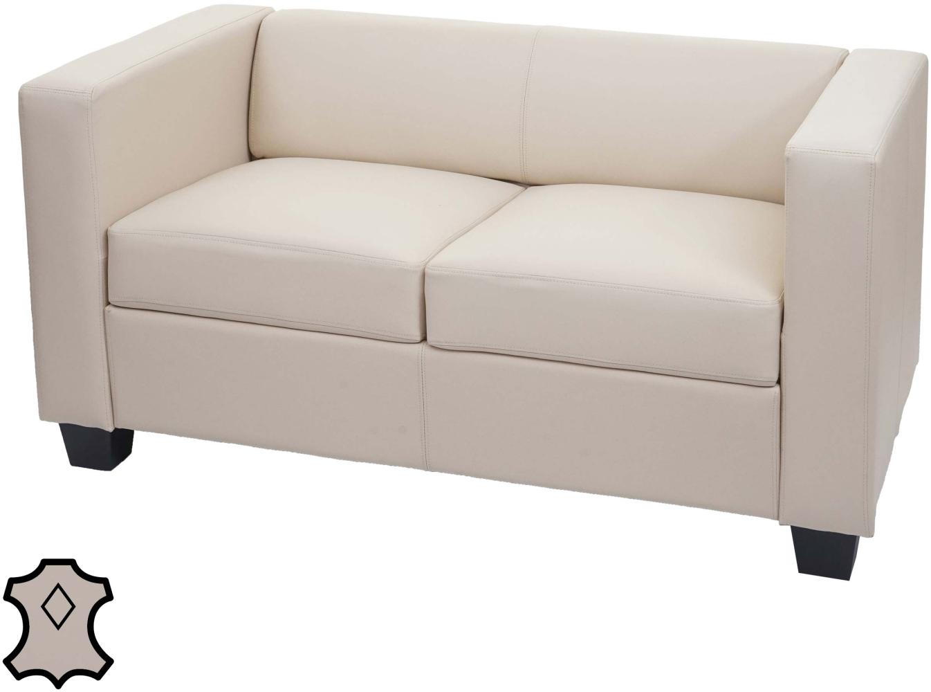 2er Sofa Couch Loungesofa Lille ~ Leder, creme Bild 1