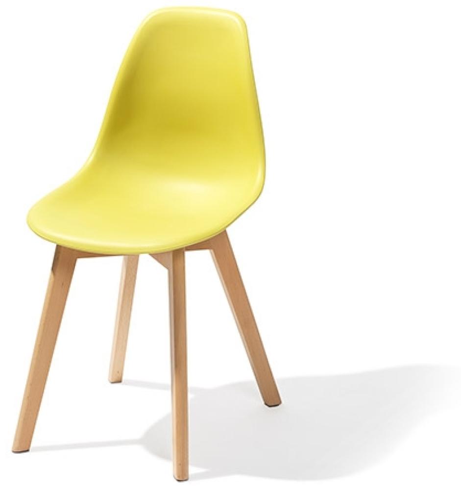 Keeve Stapelstuhl gelb ohne armlehne, birkenholz gestell und kunststoff sitzfläche, 47x53x83cm (BxTxH), 505F01SY Bild 1