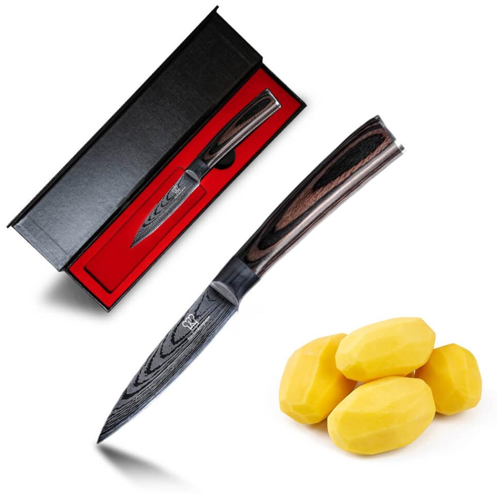 Asiatisches Schälmesser - Messer aus gehärteter Edelstahl - Rasiermesser scharfe Klinge - Küchenmesser mit Echtholzgriff - inkl. gratis Messerbox. Bild 1