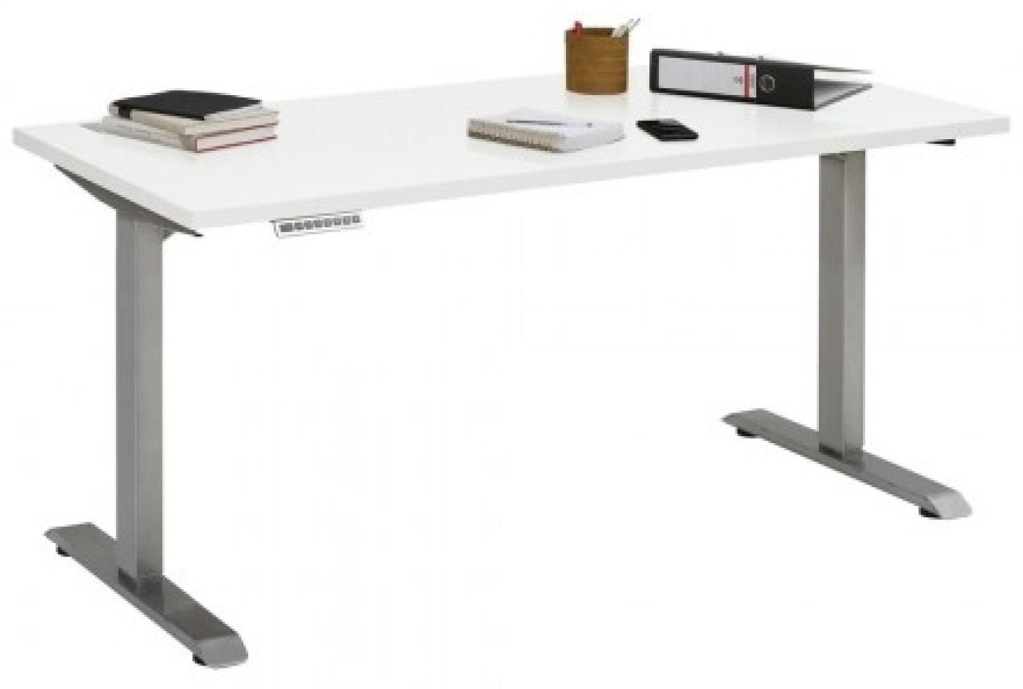 Maja Höhenverstellbarer Schreibtisch 5504 Roheisen natur lackiert - weiß matt Bild 1
