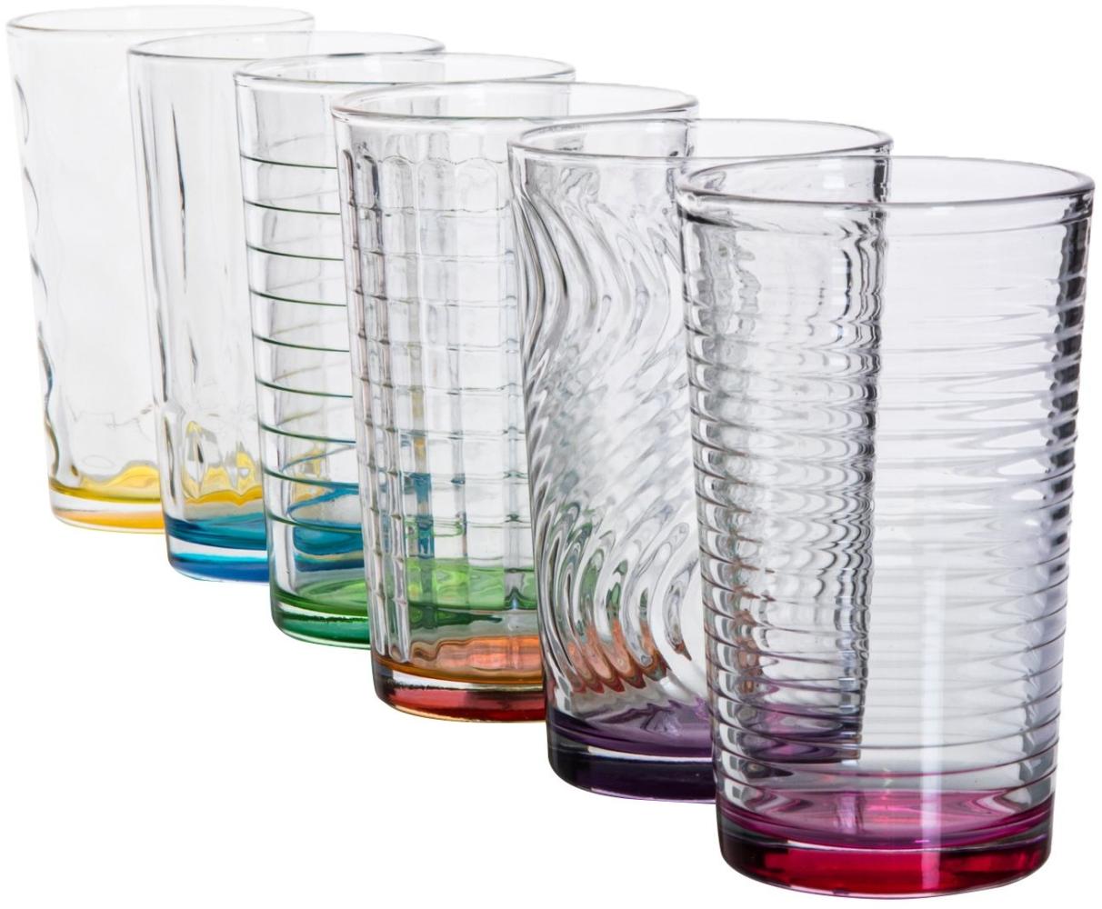 6 x Trinkglas bunt Wasserglas Wassergläser Trinkgläser Glas Gläser Saftglas Bild 1