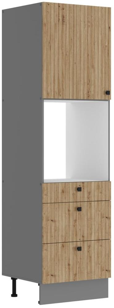 Küche AVA Artisan Hochschrank 60 cm Lamellenoptik Küchenzeile Einbauküche Bild 1