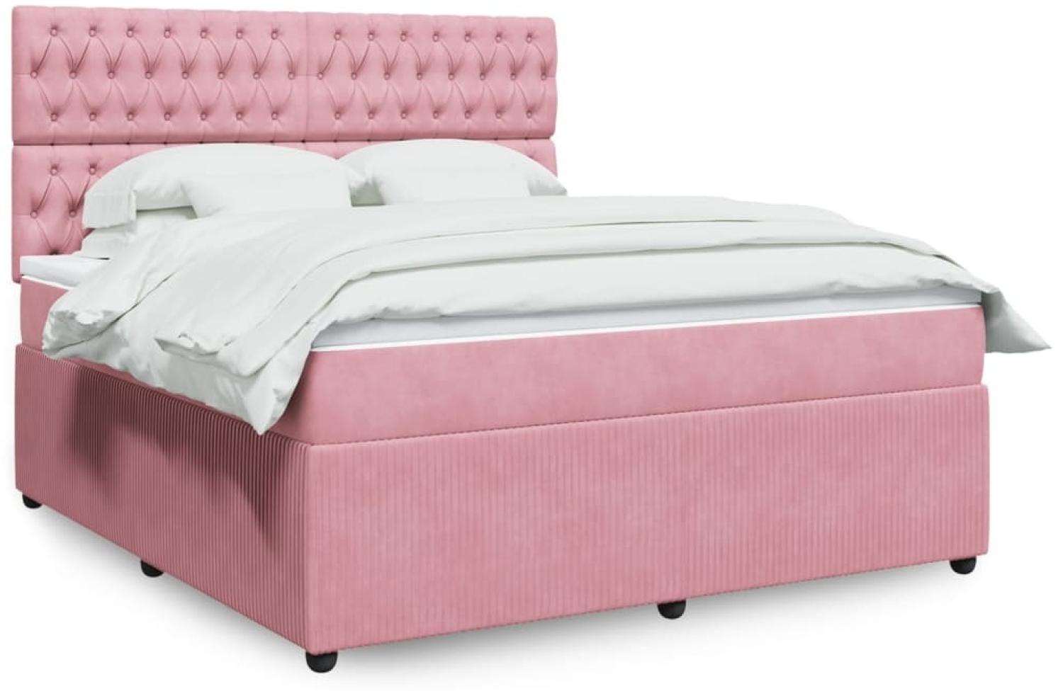 vidaXL Boxspringbett mit Matratze Rosa 180x200 cm Samt 3292417 Bild 1