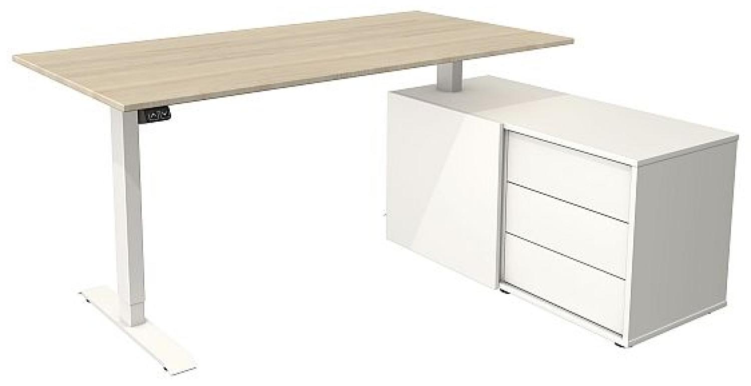 Kerkmann Schreibtisch mit Sideboard MOVE 1 Gestell weiß ahorn Bild 1
