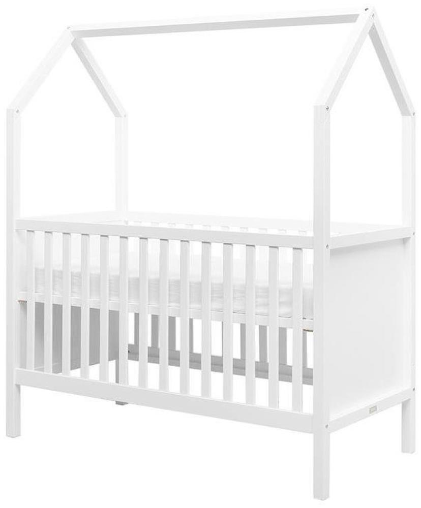 BOPITA 'My First House' Kinderbett Weiß 70x140cm, Buche, weiß lackiert Bild 1