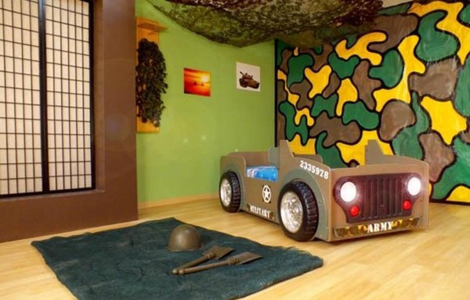 Kinderbett mit Matratze Jugendbett Auto Bett Scheinwerfer Betten JEEP Bild 1
