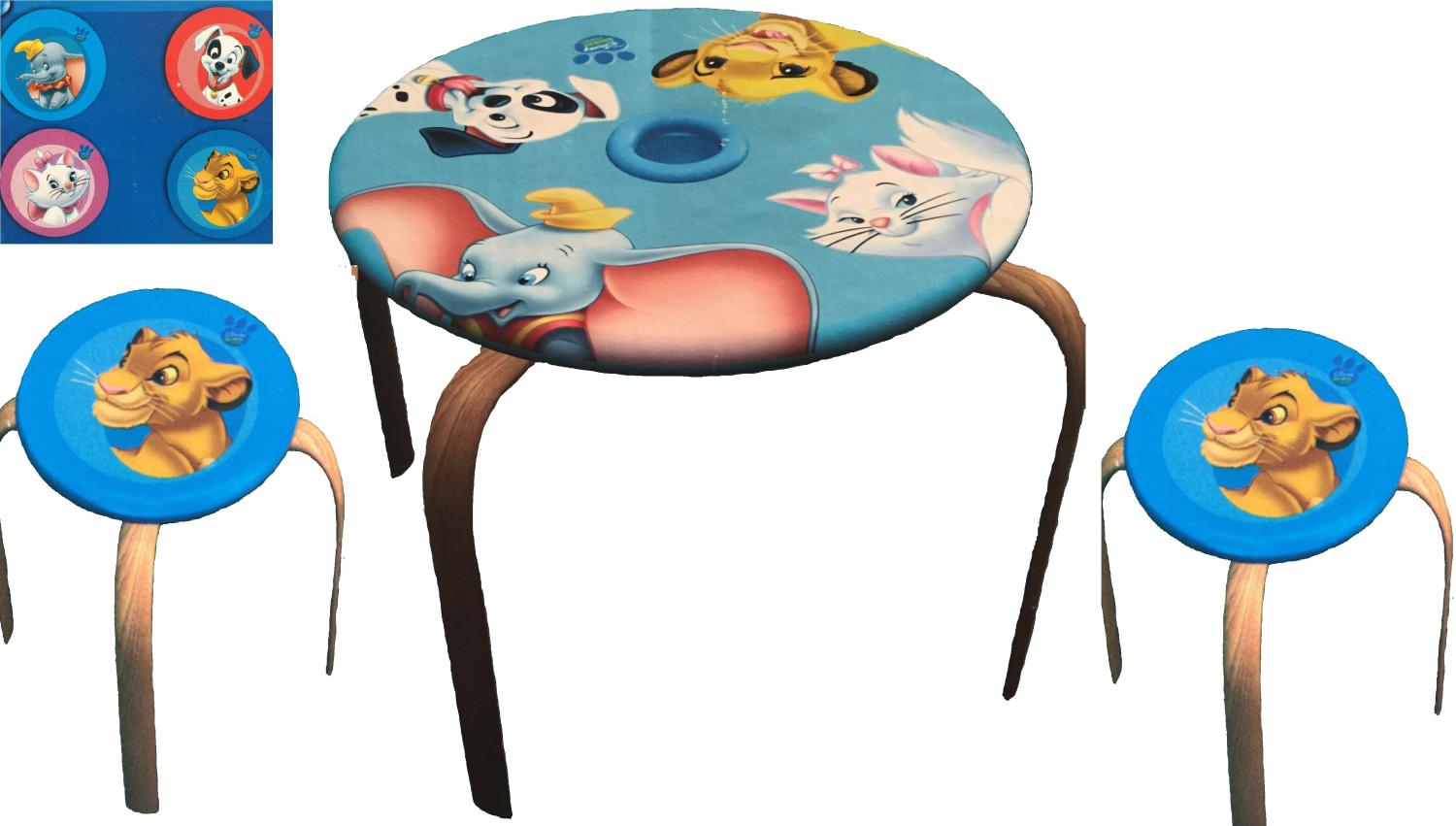 Disney Animal Friends Kindertisch mit 2 Hockern, Kinder Tischgruppe, Kinderstuhl Bild 1