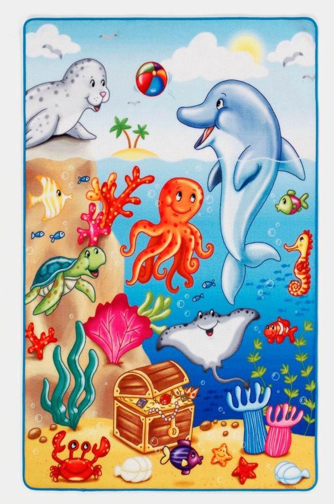 Kinderteppich 'Lovely Kids' Meeres Tiere 100x160 cm Bild 1