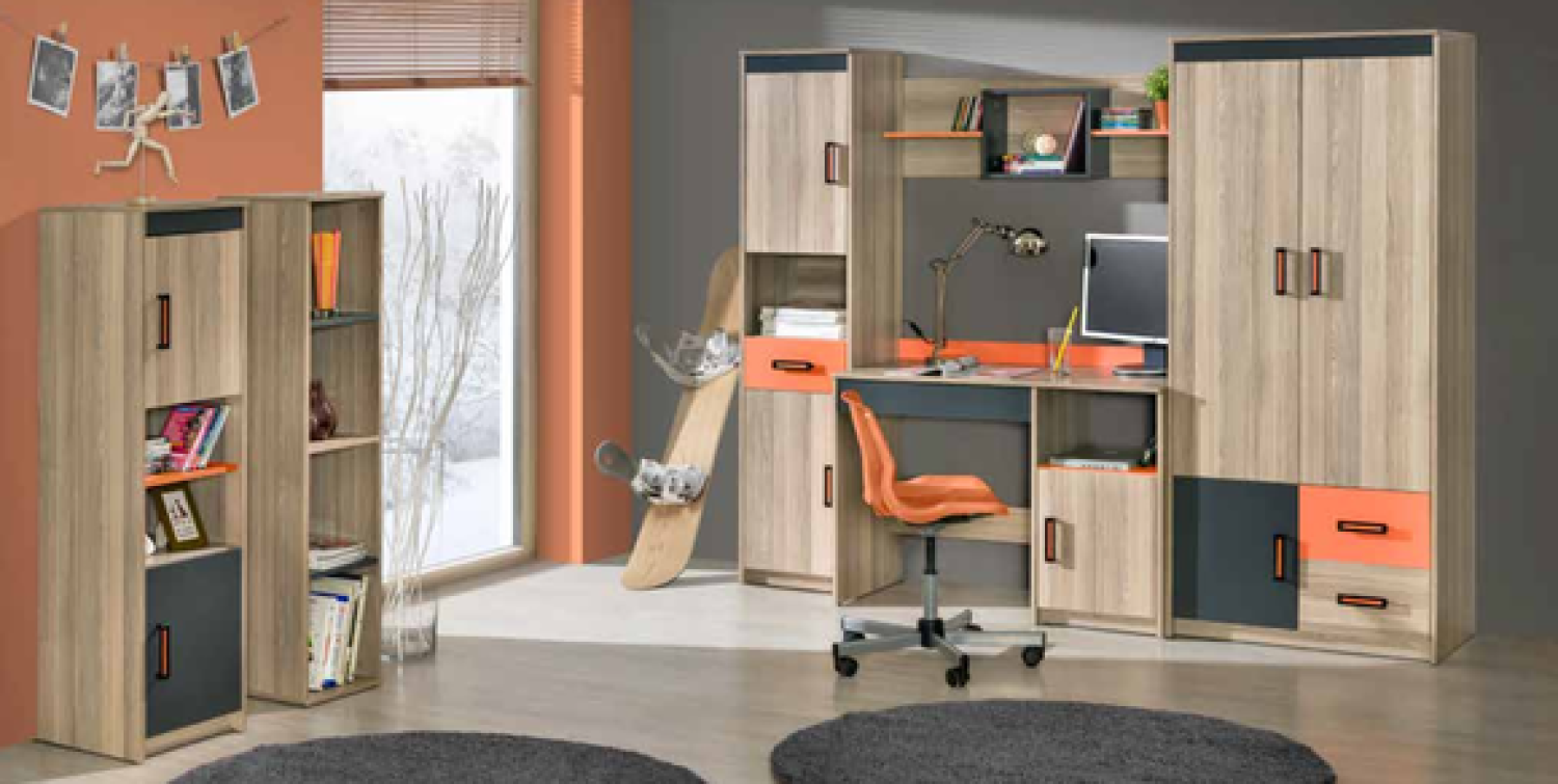 4tlg. Büro Set Garnitur Möbel Schreibtisch Tisch Kommode Schrank Regal Bild 1