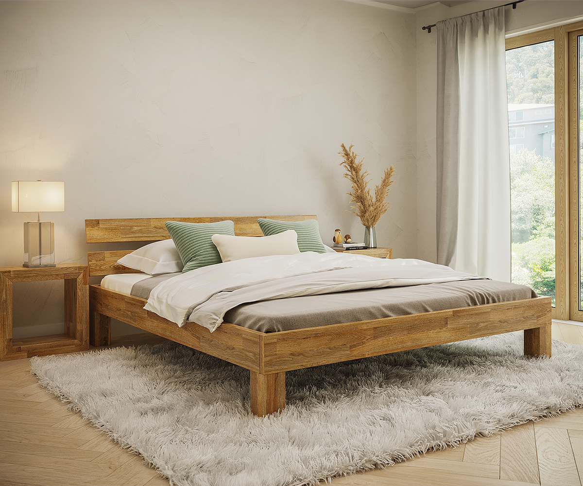 skølm 'Floki' Bett 180x200 cm, natur geölt, Massivholz Eiche Bild 1