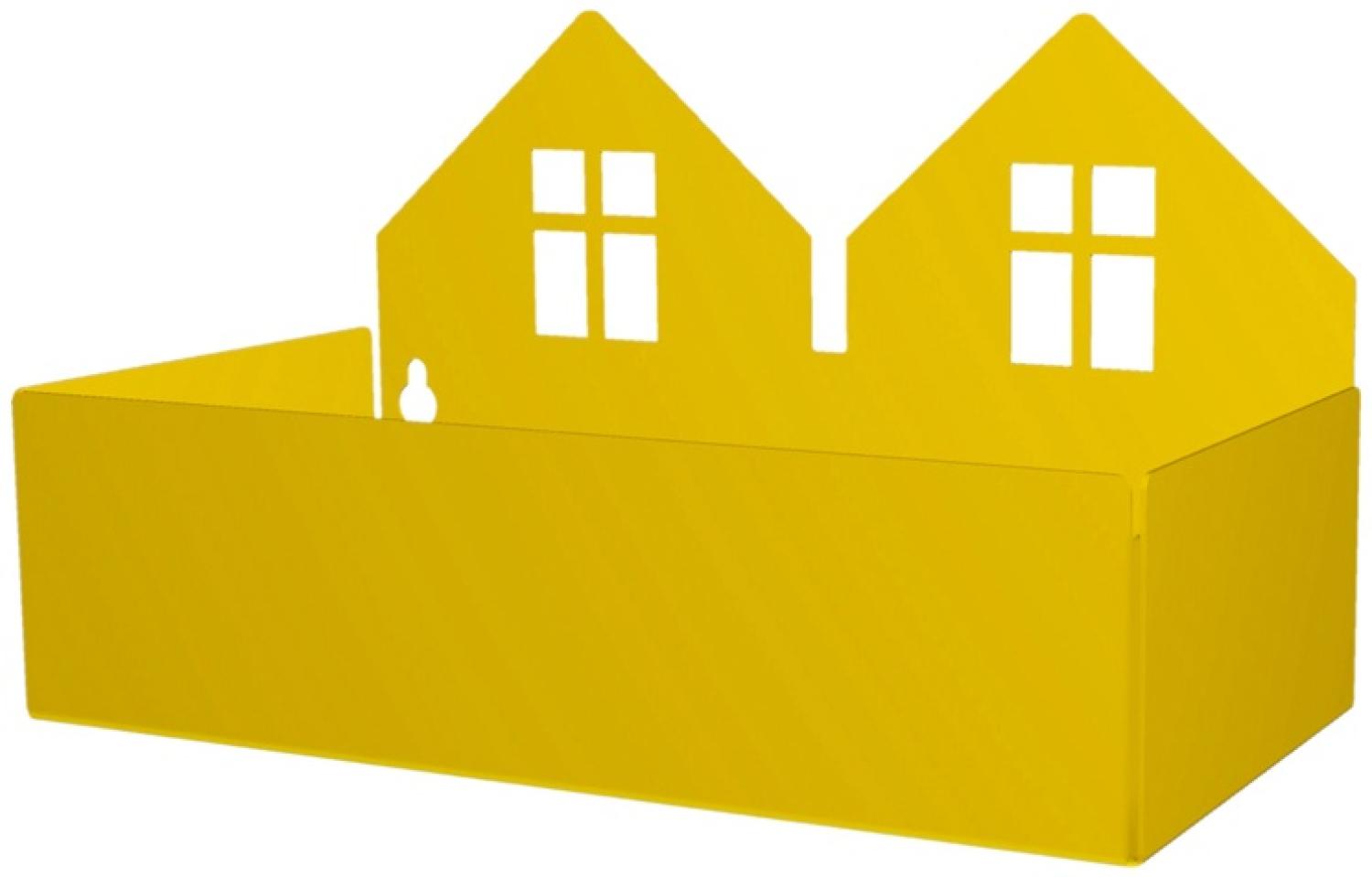 Aufbewahrung im Kinderzimmer, \"Twin House Box\", in gelb, aus Metall, von roommate Bild 1