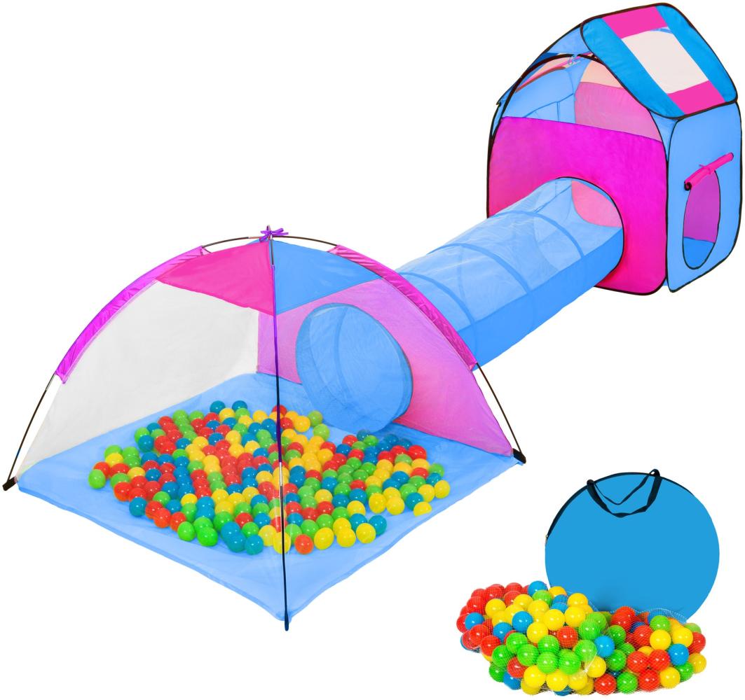 Spielzelt mit Tunnel, 200 Bällen und Tasche - blau Bild 1