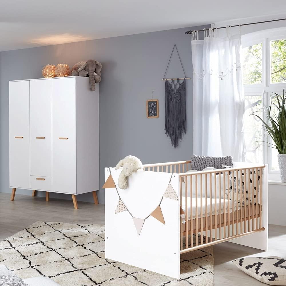 Trendteam 'Mats' 2-tlg. Babyzimmer-Set, weiß, aus Bett 70x140 und 3-trg. Kleiderschrank Bild 1