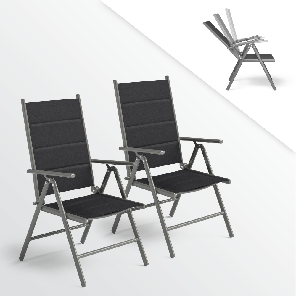 STEELSØN 'Lirael' Komfort-Gartenstühle mit Aluminium-Gestell, 2er-Set, klappbar, Rückenlehne 7-stufig verstellbar, silber Bild 1