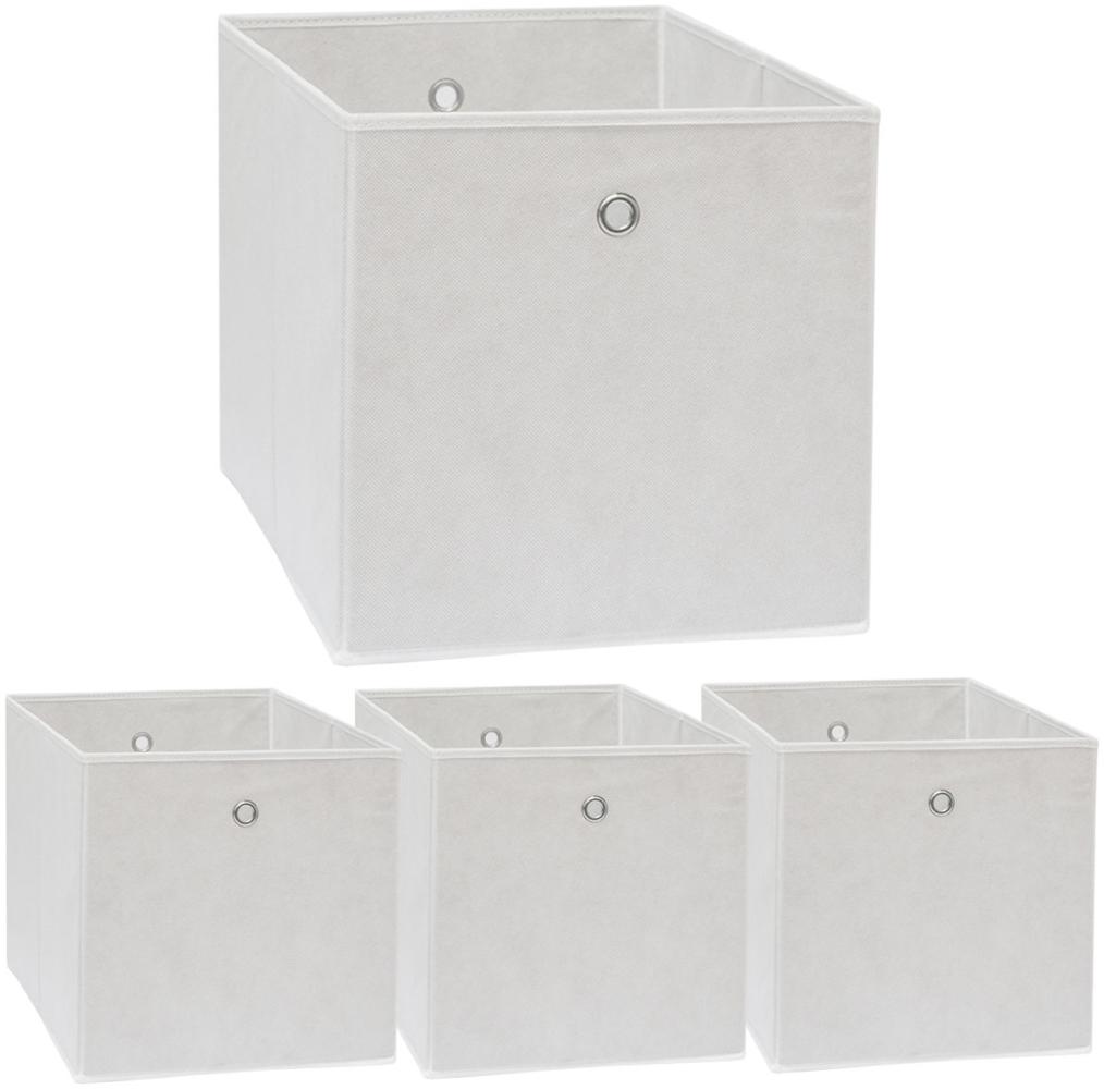 4er Set Aufbewahrungsbox für Kallax Regal 33x38x33 Stoff Box mit Öse Weiß Bild 1