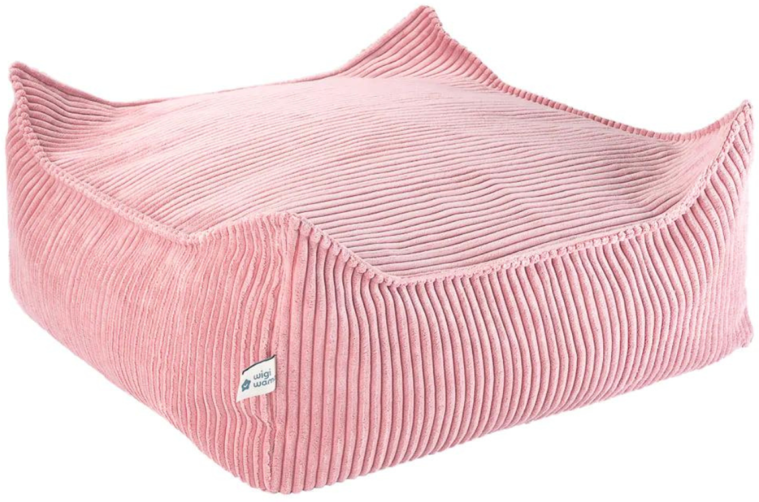 Sitzsack, quadratischer Bodenhocker \"Ottoman\", pink mousse, aus Cordstoff, 60 x 60 x 20 cm, von wigiwama Bild 1