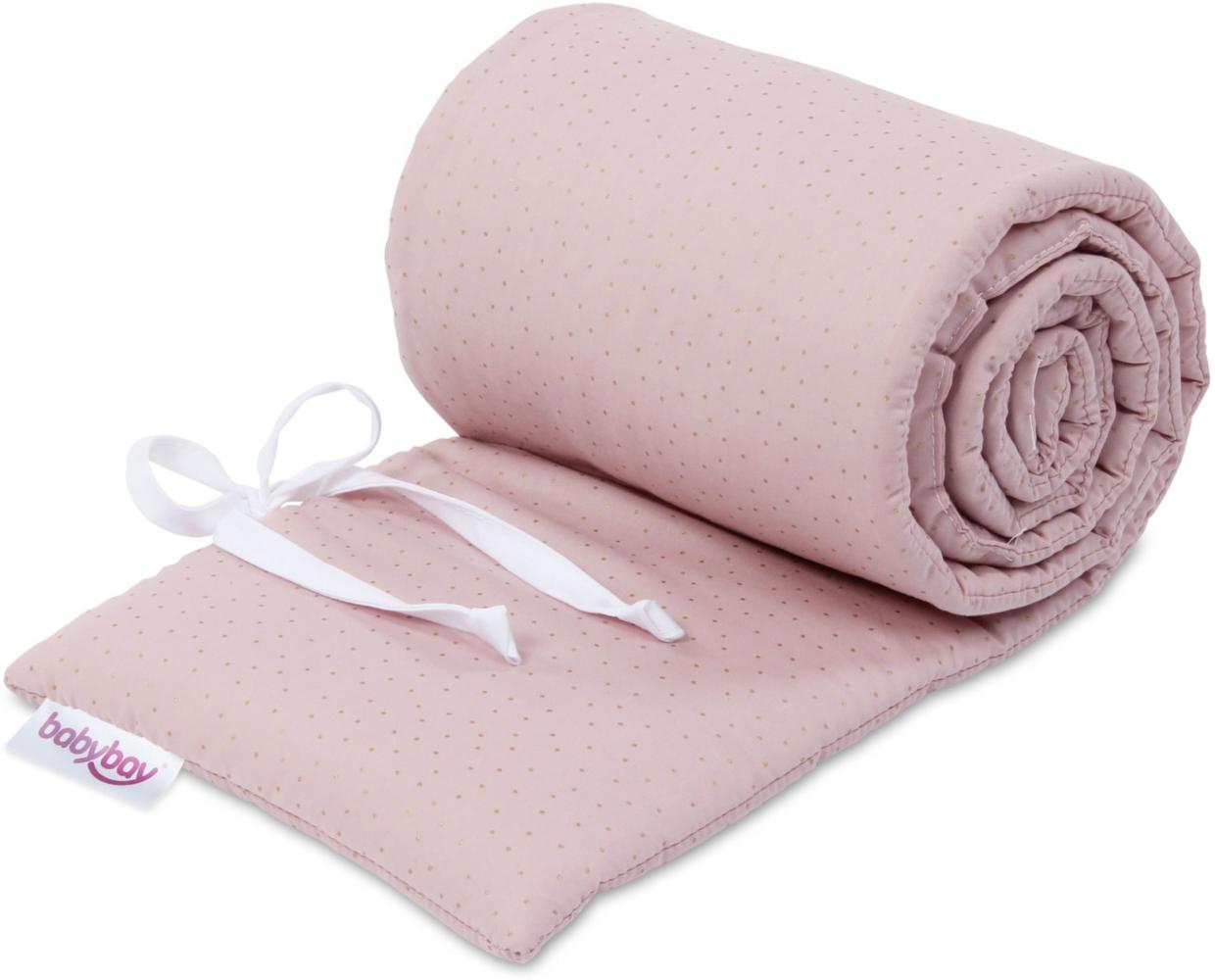 babybay Nestchen Organic Cotton Royal passend für Modell Boxspring XXL, rosé Glitzerpunkte gold Bild 1
