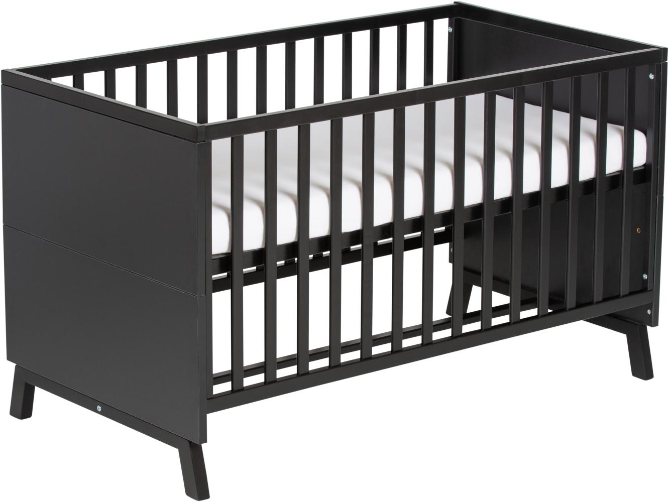 Schardt 'Miami Black' Kombi-Kinderbett 70x140 cm, schwarz, 3-fach höhenverstellbar, 3 Schlupfsprossen Bild 1