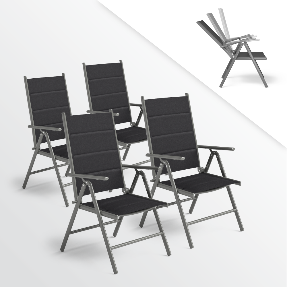 STEELSØN 'Lirael' Komfort-Gartenstühle mit Aluminium-Gestell, 4er-Set, klappbar, Rückenlehne 7-stufig verstellbar, silber Bild 1