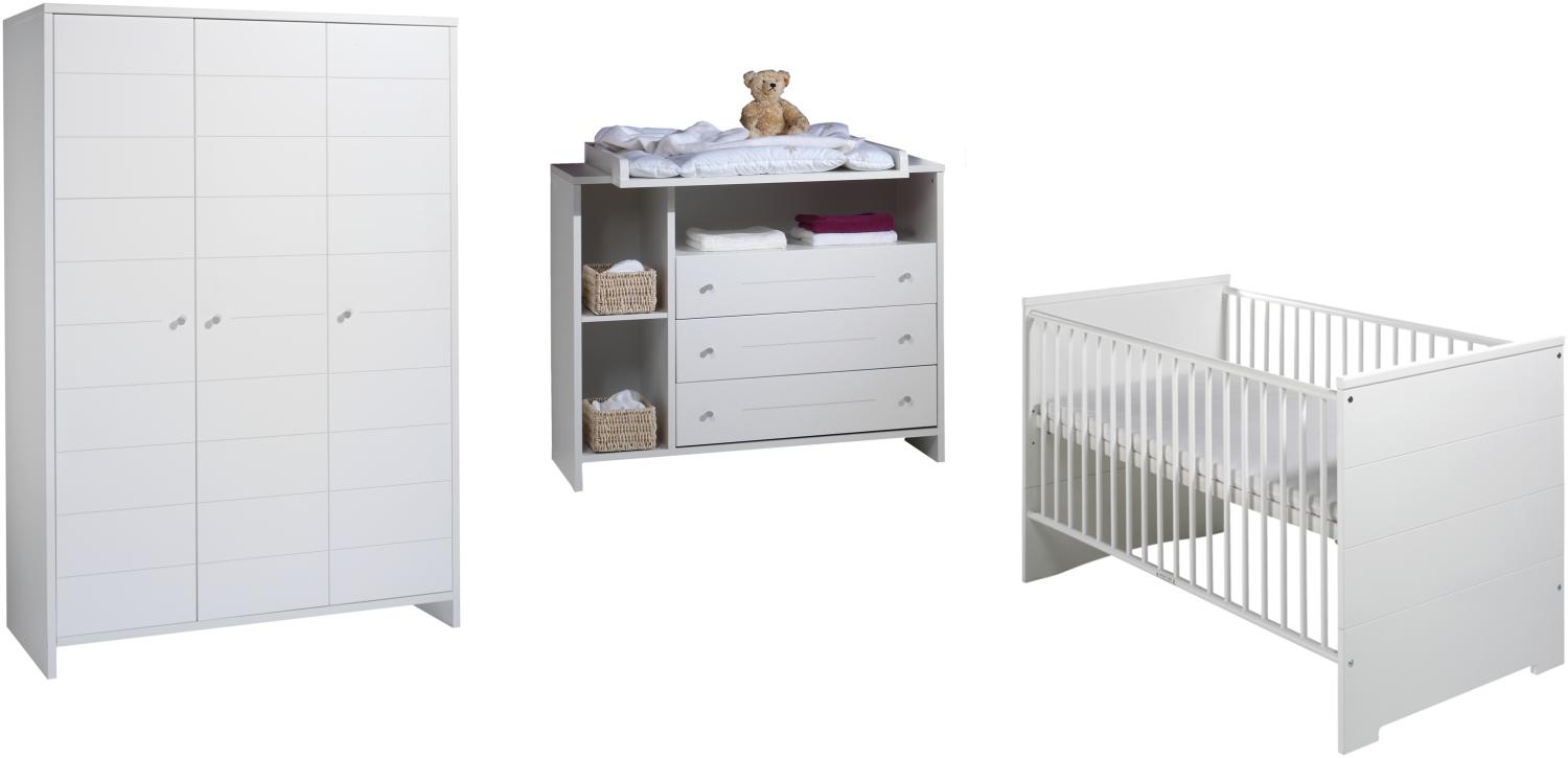 Schardt 'Eco Stripe' 3-tlg. Babyzimmer-Set Kinderbett, Wickelkommode und Schrank 3-türig Bild 1