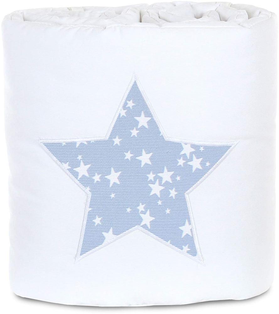 babybay Nestchen Piqué passend für Modell Maxi, Boxspring und Comfort, weiß Applikation Stern azurblau Sterne weiß Bild 1