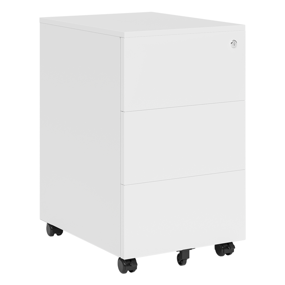 STEELSØN 'Vespero' Rollcontainer, weiß, 65x39x50 cm, mit 3 Schubladen und Schlüsselschloss Bild 1
