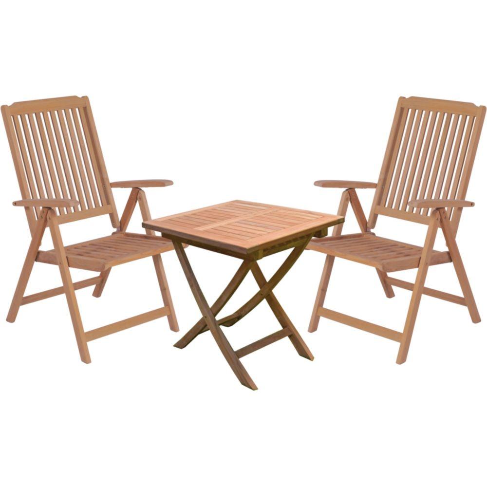 3tlg. Teak Tischgruppe Gartenmöbel Gartentisch Stuhl Garten Hochlehner Tisch Bild 1