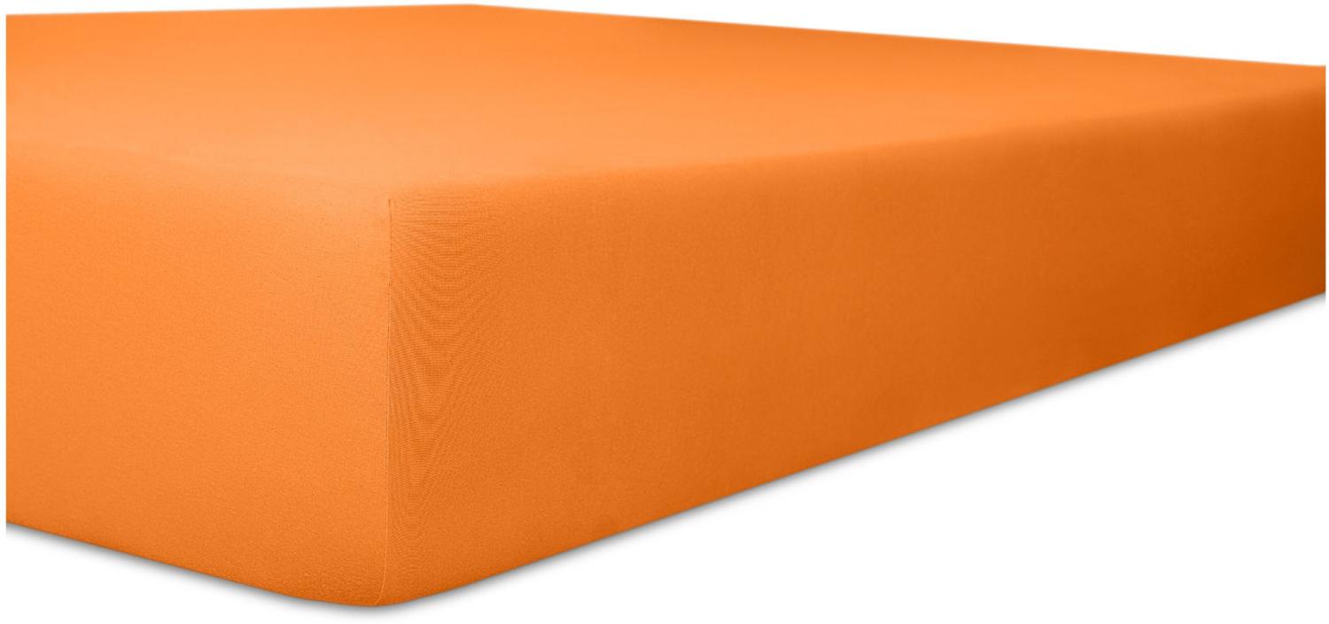 Kneer Flausch-Frottee Spannbetttuch für Matratzen bis 22 cm Höhe Qualität 10 Farbe orange 120-130x210-220 cm Bild 1