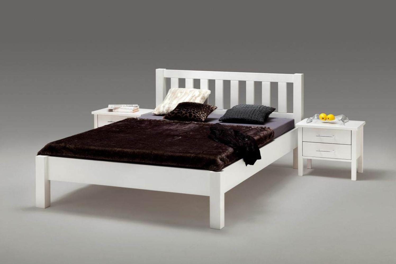 Ben' Bett aus massiver Buche, weiß, 140x200 cm Bild 1