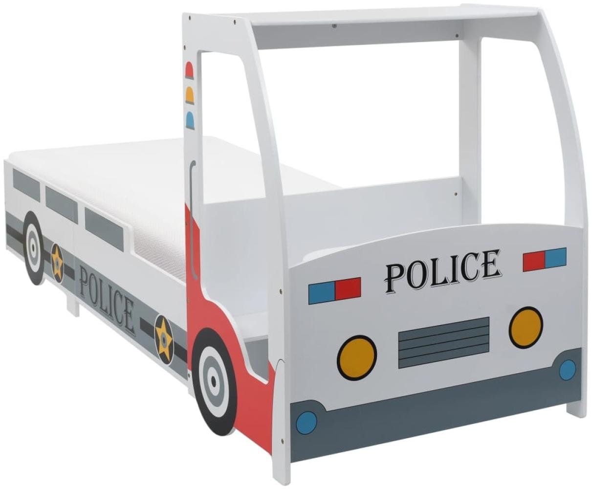 Polizeiauto-Kinderbett mit Memory-Schaum-Matratze 90×200 cm Bild 1
