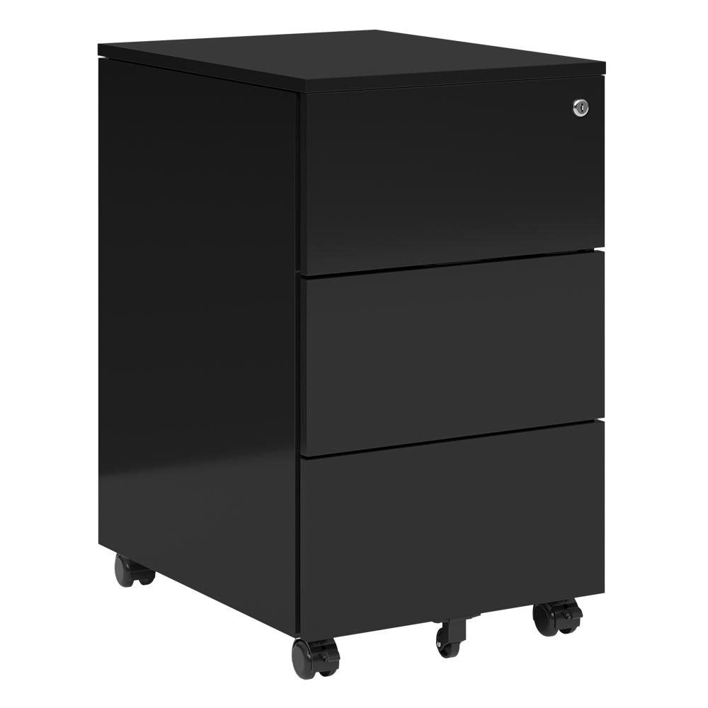 STEELSØN 'Vespero' Rollcontainer, schwarz, 65x39x50 cm, mit 3 Schubladen und Schlüsselschloss Bild 1