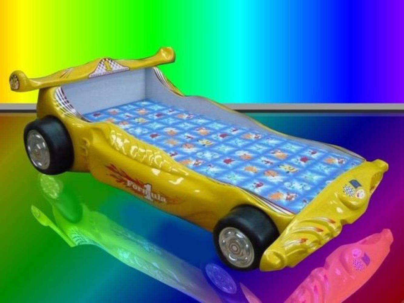 Bett mit Matratze Kinderbett Autobett Kinderzimmer Farbauswahl Rennwagen Bild 1