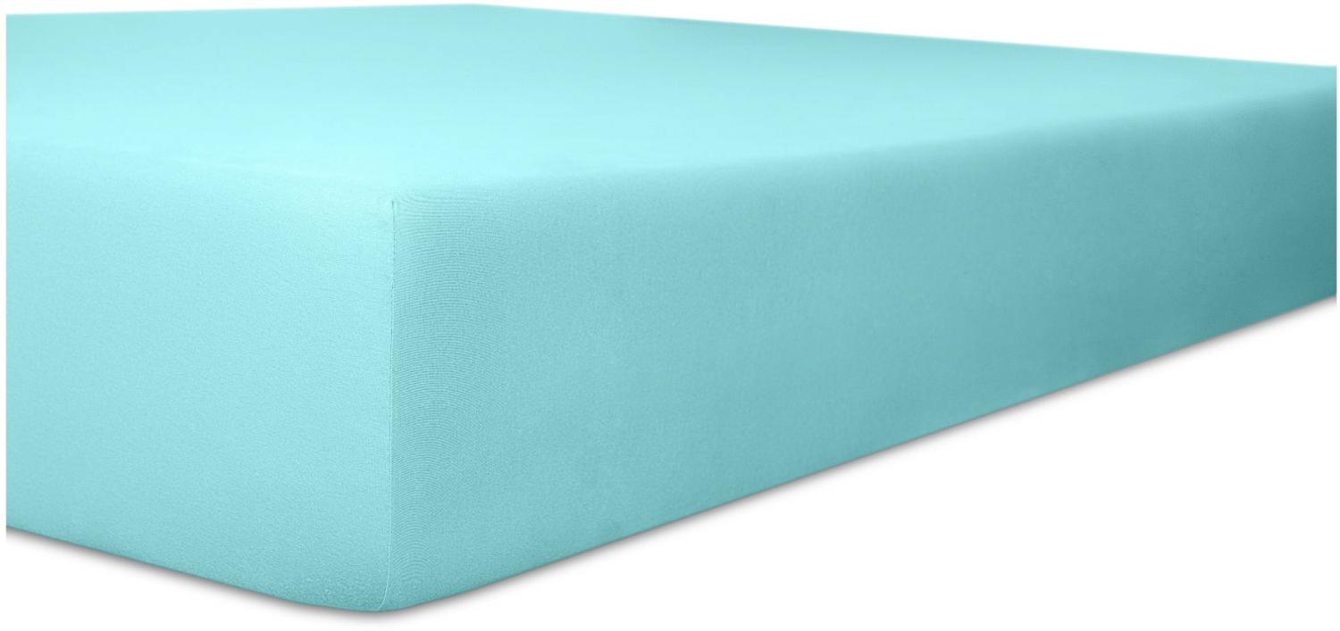 Kneer Exclusiv Stretch Spannbetttuch für hohe Matratzen & Wasserbetten Qualität 93 Farbe türkis 140-160x200-220 cm Bild 1