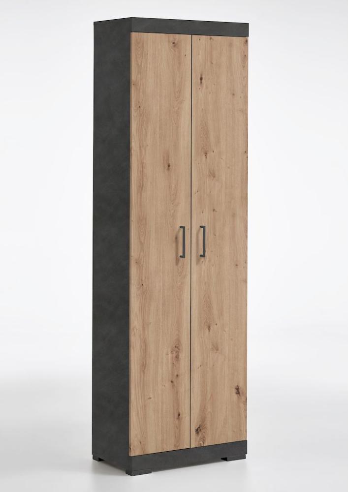 FMD Möbel - BRISTOL 500 - Garderobenschrank m. 2 Türen - melaminharzbeschichtete Spanplatte - Matera / Artisan Oak - 60 x 195 x 34,9cm Bild 1