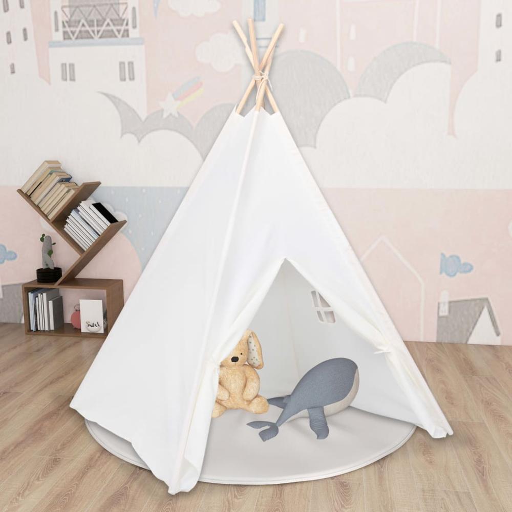 Kinder Tipi-Zelt mit Tasche Pfirsichhaut Weiß 120x120x150 cm Bild 1