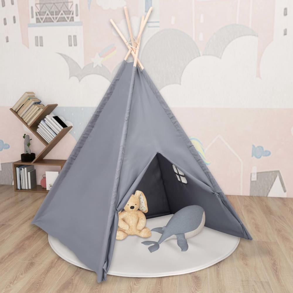 Kinder Tipi-Zelt mit Tasche Pfirsichhaut Grau 120x120x150 cm Bild 1