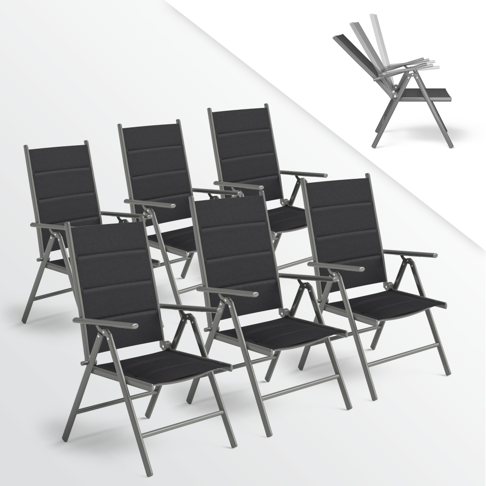STEELSØN 'Lirael' Komfort-Gartenstühle mit Aluminium-Gestell, 6er-Set, klappbar, Rückenlehne 7-stufig verstellbar, silber Bild 1