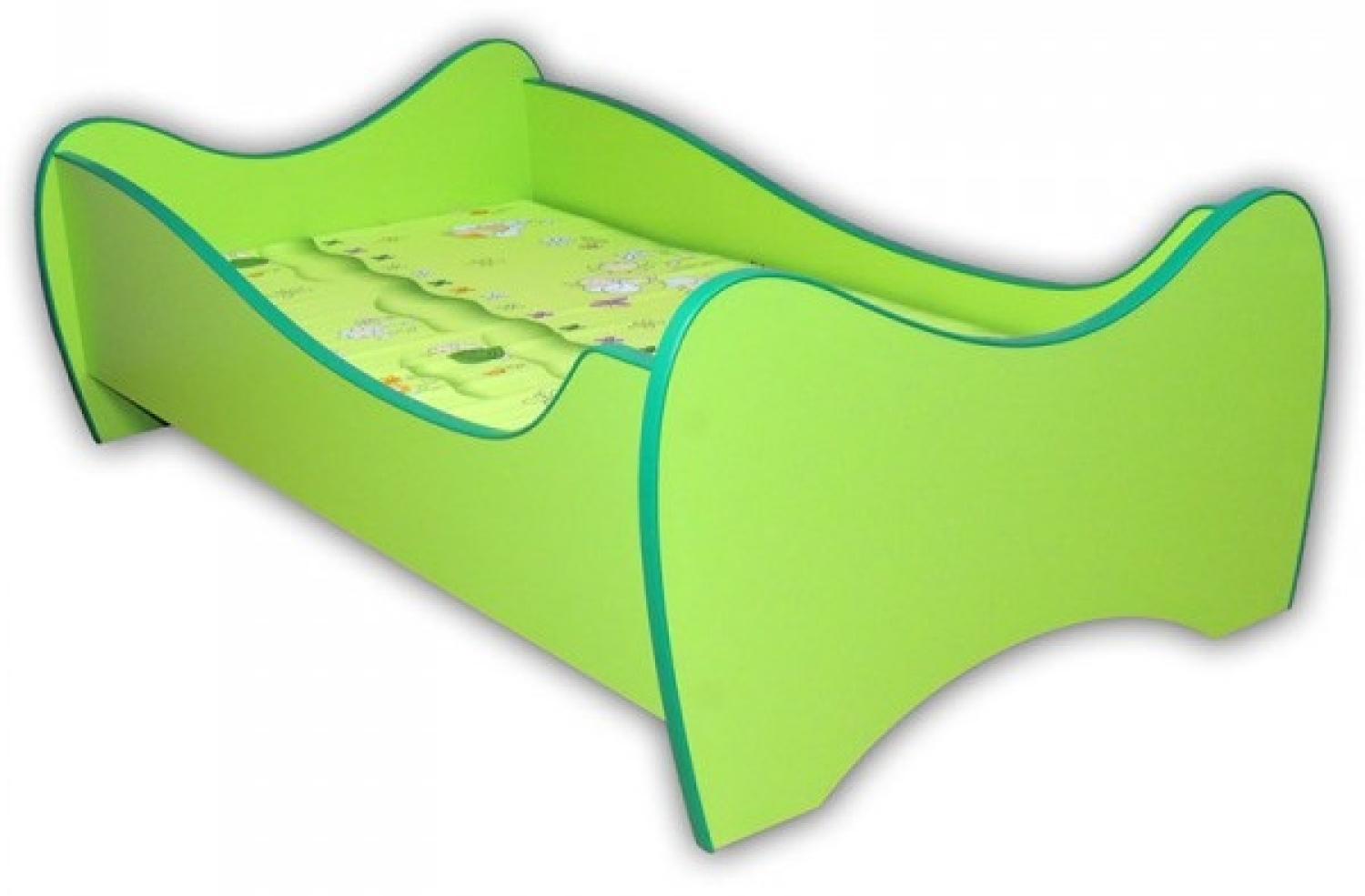 Kinderbett Curly inkl Rollrost mit geschwungenen Holzlatten + Matratze 180 x 60 cm grün Bild 1
