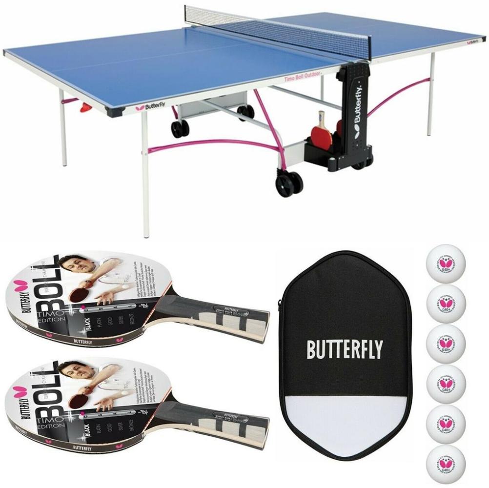 Butterfly Timo Boll Tischtennisplatte + Tischtennisschläger + Tischtennishülle + Bälle Bild 1