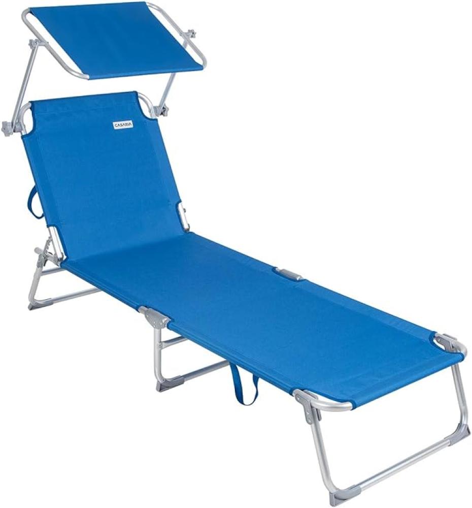 Casaria Sonnenliege Ibiza Aluminium Sonnendach 190cm Gartenliege Strandliege Alu Liege Freizeitliege blau Bild 1