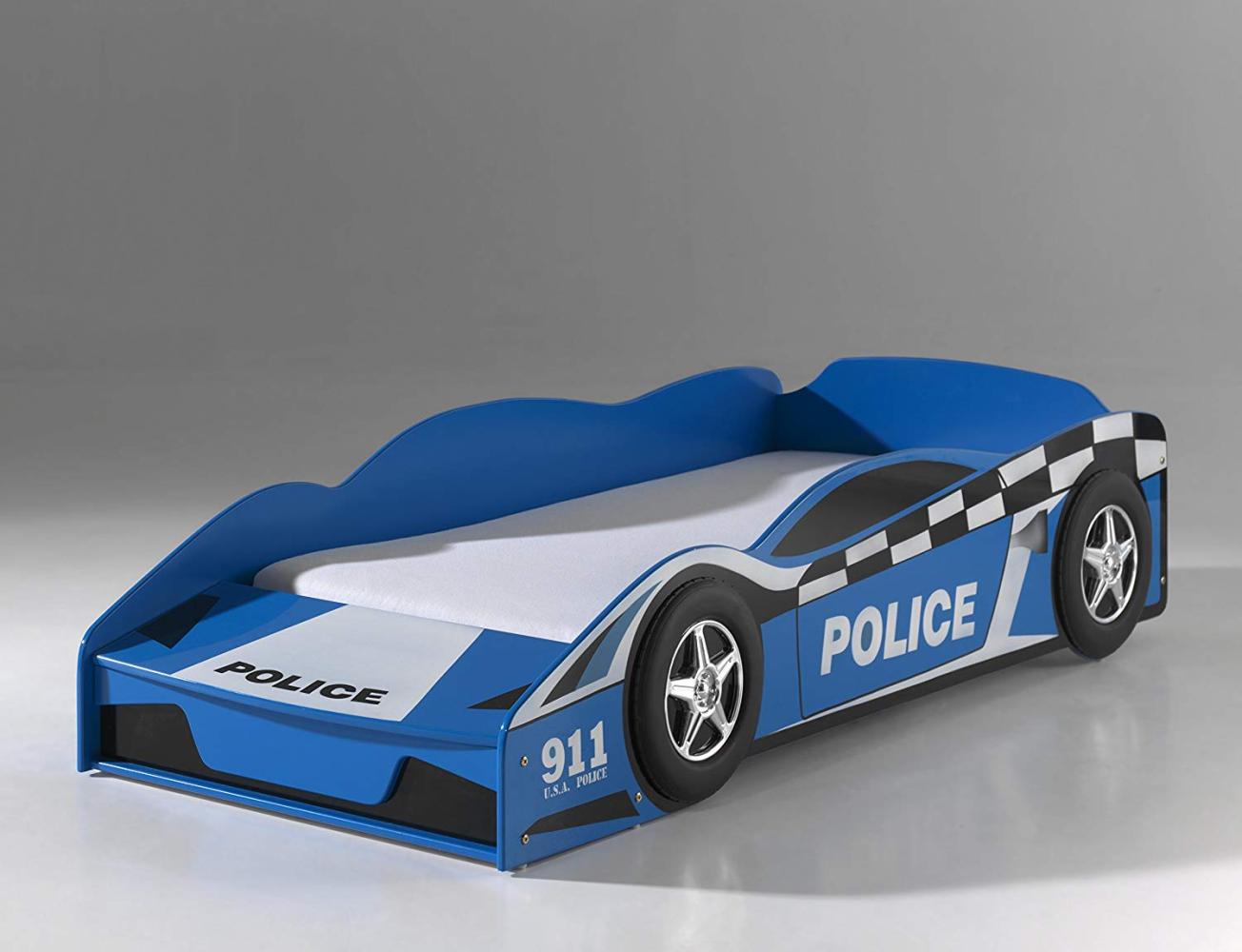 Vipack 'Police Car' Autobett 70 x 140 cm blau lackiert Bild 1
