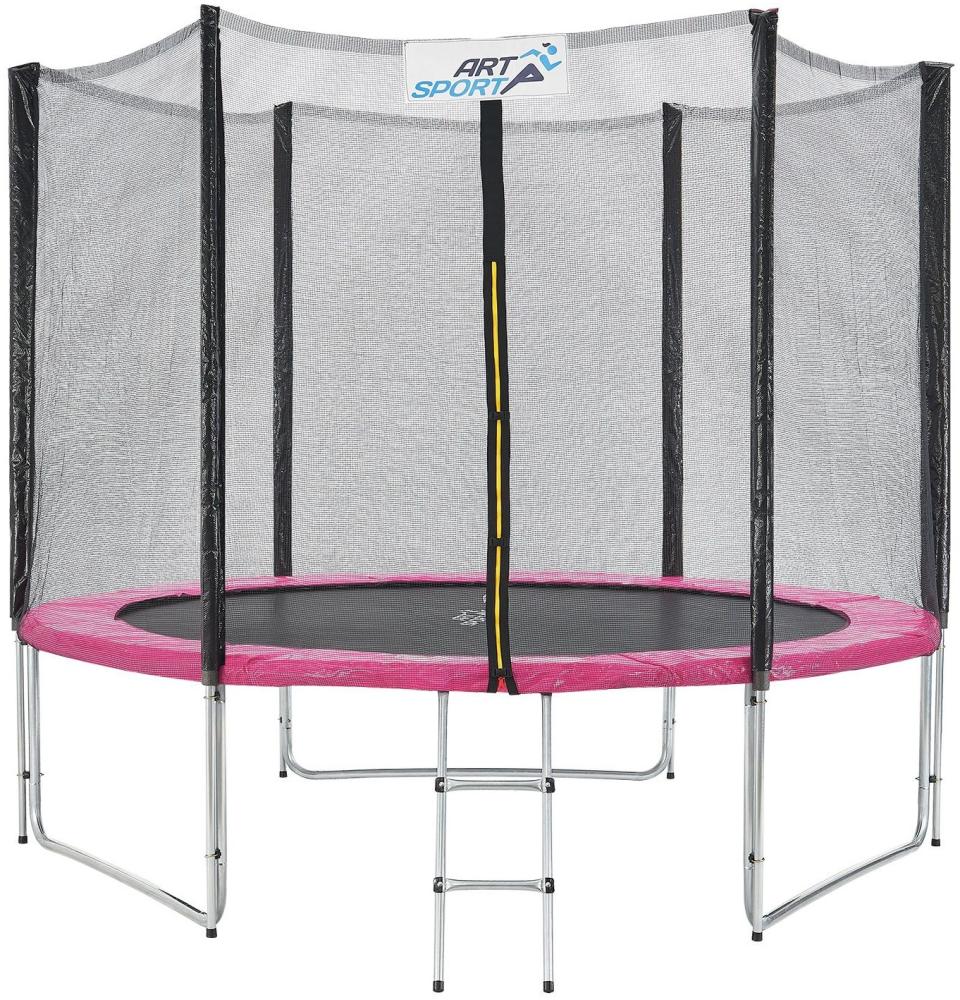 ArtSport Outdoor Trampolin 'Jampino' mit Sicherheitsnetz, Leiter & Randabdeckung, bis 150 kg, rosa, Ø 305 cm Bild 1