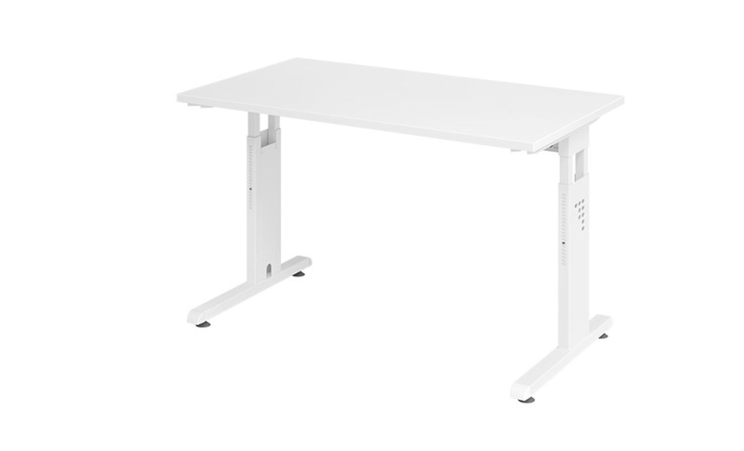 mcbuero.de 'OS612' Schreibtisch mit C-Fuß, Holz/Metall Weiß/Silber, 85 x 67 x 120 cm Bild 1