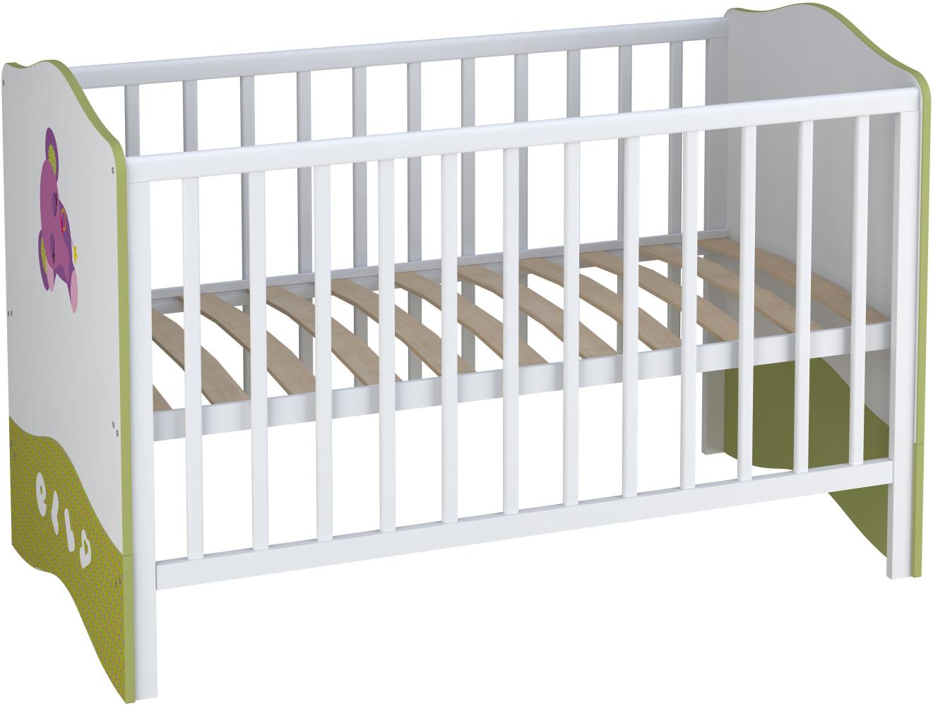 Kombi-Kinderbett Babybett Polini Basic Elly 140x70 weiß-grün Bild 1