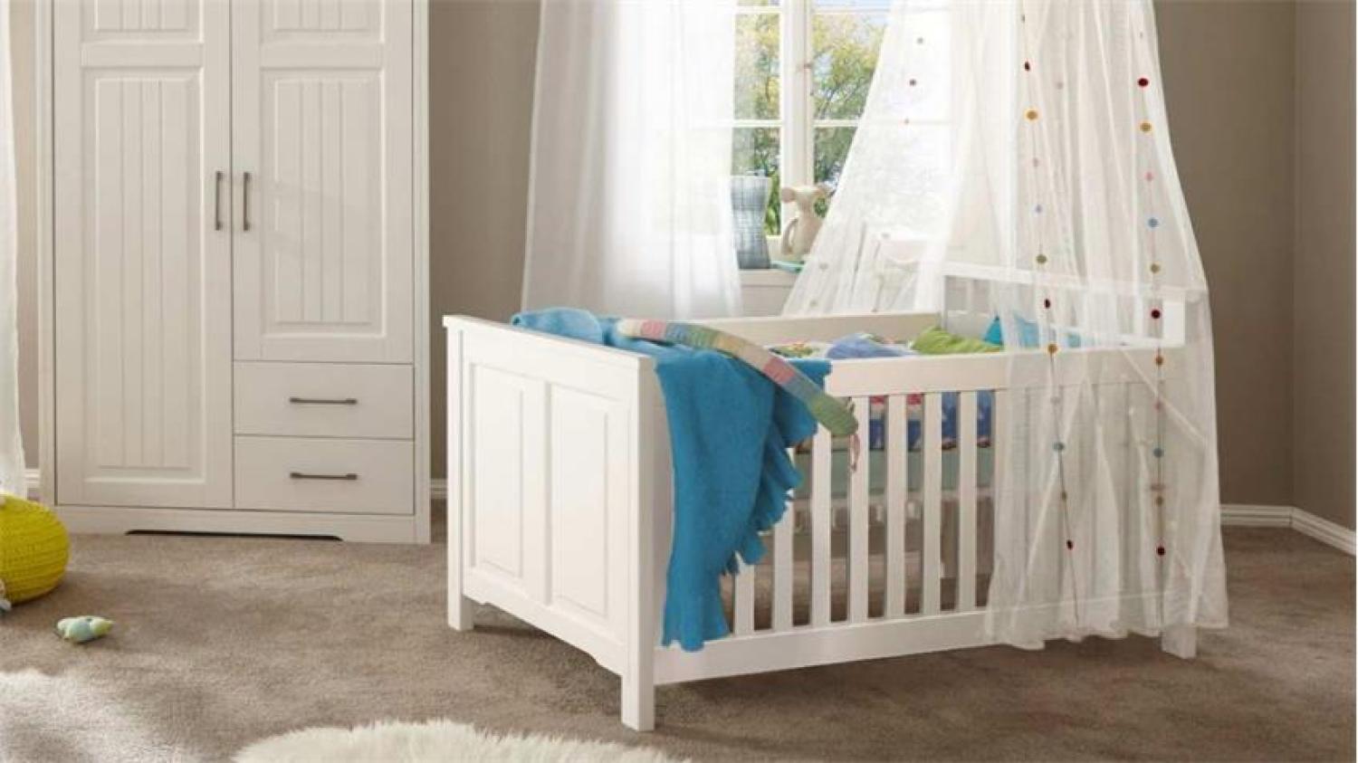 Babybett KALAS Kinderbett Bett Babyzimmer Kiefer massiv weiß 70x140 Bild 1
