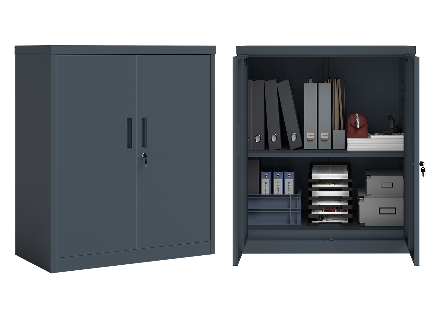 STEELSØN 'Regulus' Aktenschrank mit 1 Ablage, Metall, anthrazit, 90x40x90 cm, abschließbar Bild 1