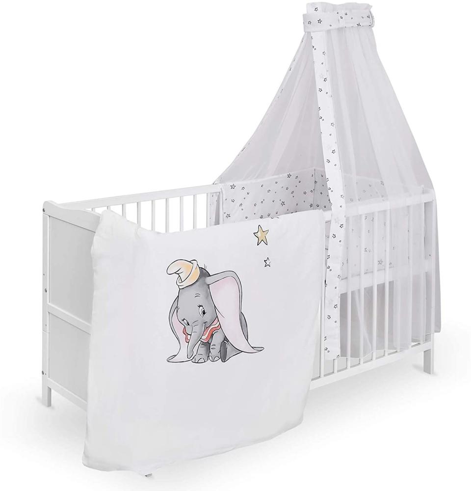 Urra 'Luca' Komplett-Kinderbett, 70 x 140 cm, Kiefer, weiß, inkl. Bettwäsche mit Motiv \"Disney Dumbo\" Bild 1